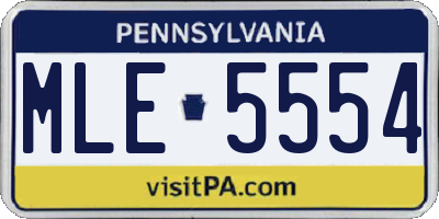 PA license plate MLE5554