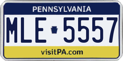 PA license plate MLE5557