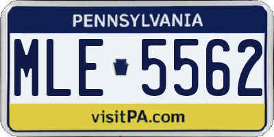 PA license plate MLE5562
