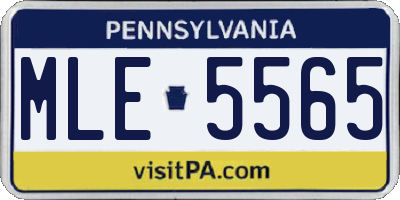 PA license plate MLE5565