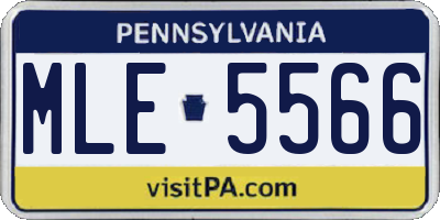 PA license plate MLE5566