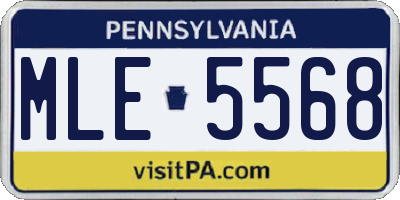 PA license plate MLE5568