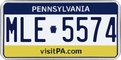 PA license plate MLE5574