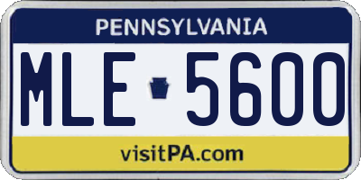 PA license plate MLE5600