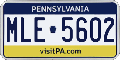 PA license plate MLE5602