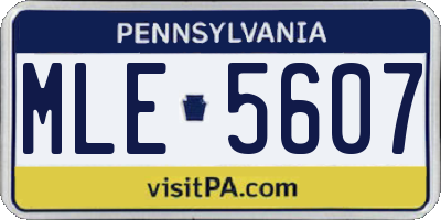 PA license plate MLE5607