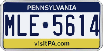 PA license plate MLE5614