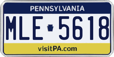 PA license plate MLE5618