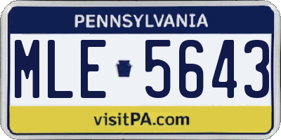 PA license plate MLE5643