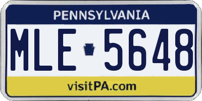 PA license plate MLE5648