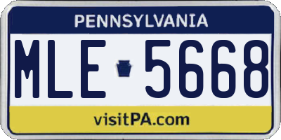 PA license plate MLE5668