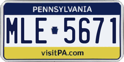 PA license plate MLE5671