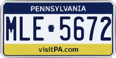 PA license plate MLE5672