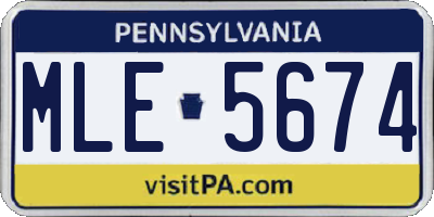 PA license plate MLE5674