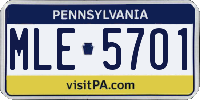 PA license plate MLE5701