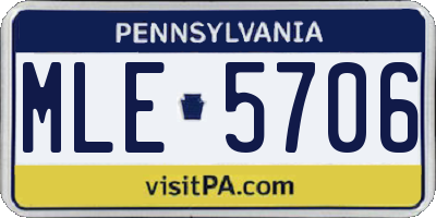 PA license plate MLE5706