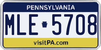 PA license plate MLE5708