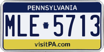 PA license plate MLE5713