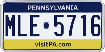 PA license plate MLE5716