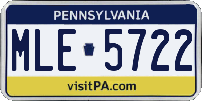 PA license plate MLE5722