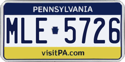 PA license plate MLE5726