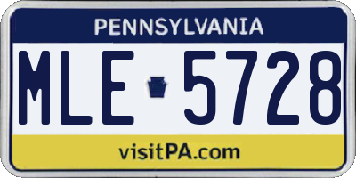 PA license plate MLE5728