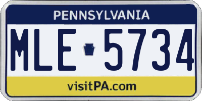 PA license plate MLE5734
