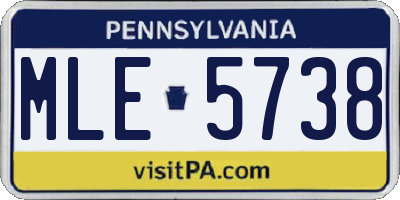 PA license plate MLE5738