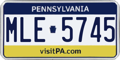 PA license plate MLE5745