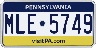 PA license plate MLE5749