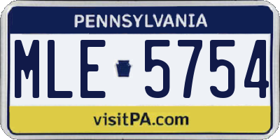 PA license plate MLE5754