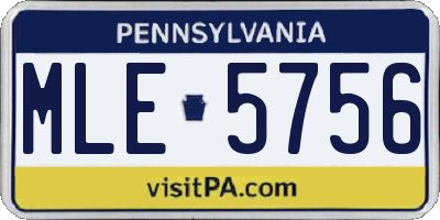 PA license plate MLE5756