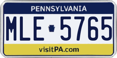 PA license plate MLE5765
