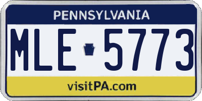 PA license plate MLE5773