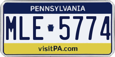 PA license plate MLE5774