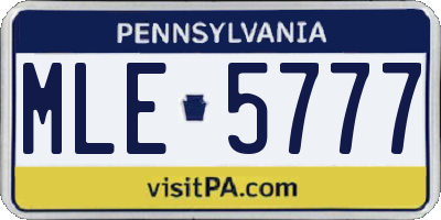 PA license plate MLE5777