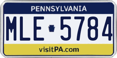 PA license plate MLE5784