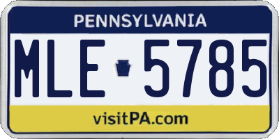 PA license plate MLE5785