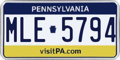 PA license plate MLE5794