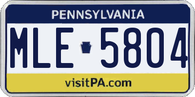 PA license plate MLE5804