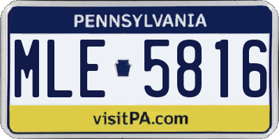 PA license plate MLE5816