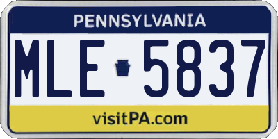 PA license plate MLE5837