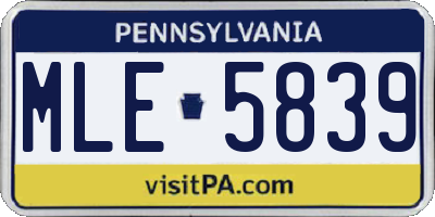 PA license plate MLE5839