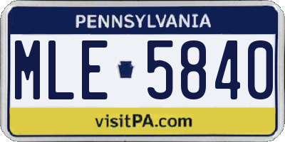 PA license plate MLE5840