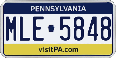 PA license plate MLE5848