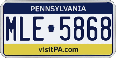 PA license plate MLE5868