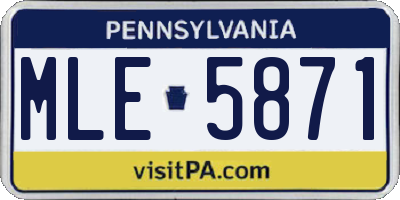 PA license plate MLE5871