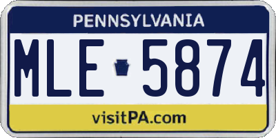 PA license plate MLE5874