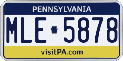 PA license plate MLE5878