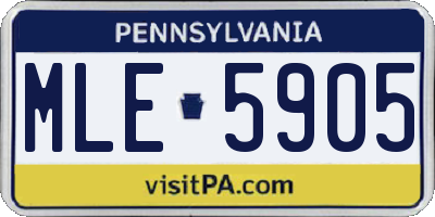 PA license plate MLE5905